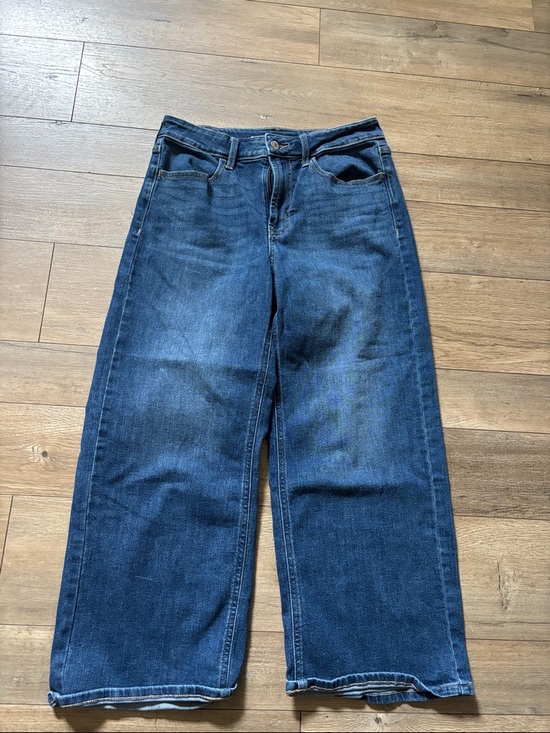 Old Navy Denim - Old Navy Wide-Leg Jeans in Dark Blue Denim Cropped 4